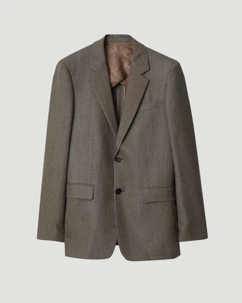 Sharkskin Wool Tailored Jacket