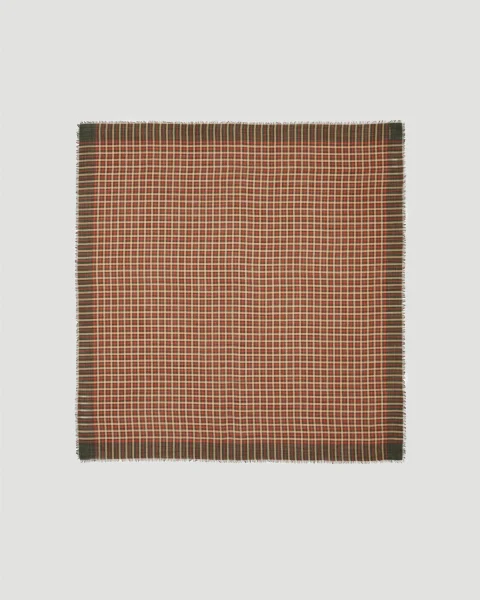 Large Square Scarf in Madras Wool Twill — снимка 2