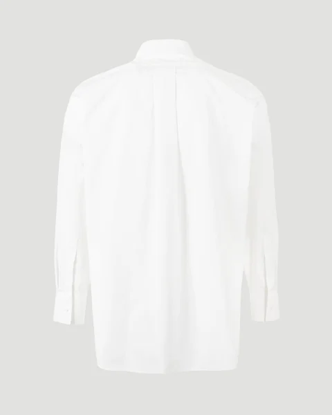 Relaxed Fit Cotton Shirt in White — снимка 2