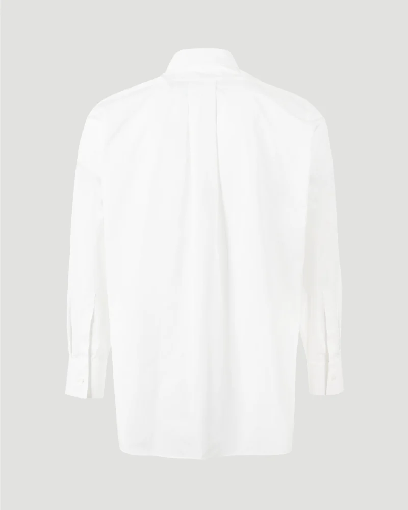 Relaxed Fit Cotton Shirt in White — снимка 2