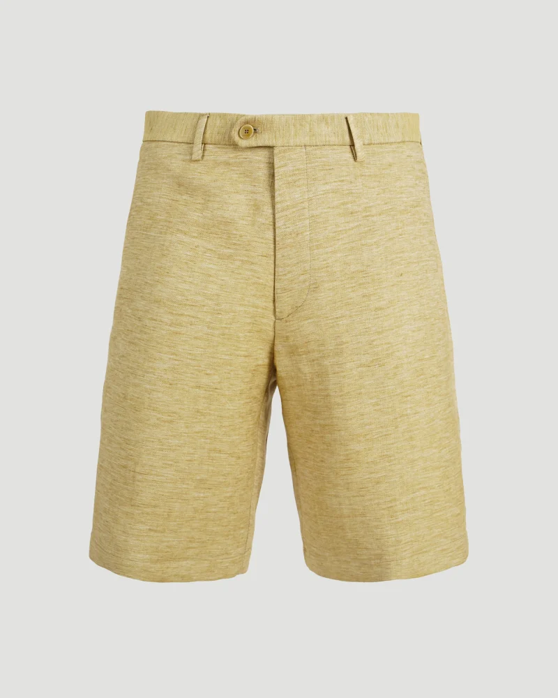 Roma Linen-Blend Bermuda Shorts in Beige