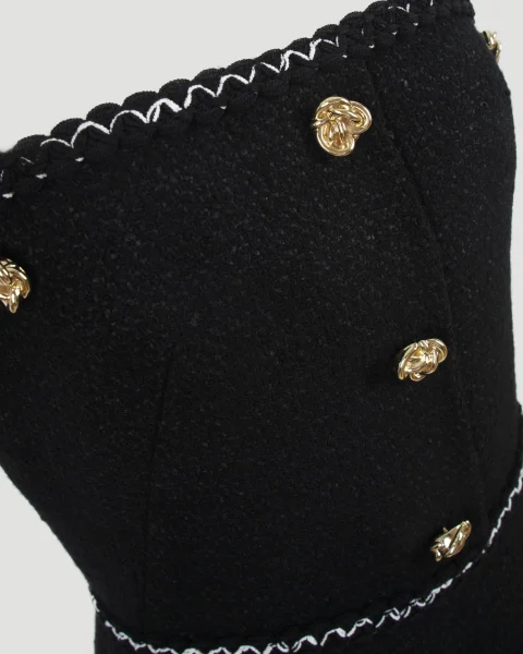 Tweed Mini Dress in Black — снимка 3
