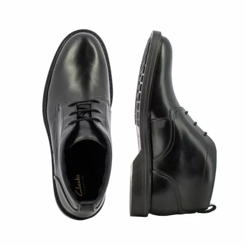 Мъжки Ежедневни Боти CLARKS – 26179683 ALDWIN CHUKKA BLACK LEATHER — снимка 5