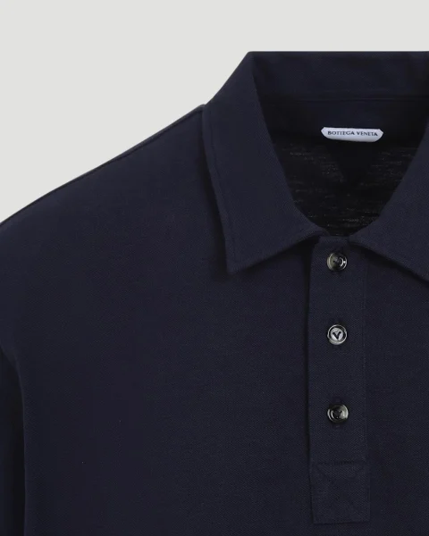 Cotton Polo Shirt in Navy — снимка 5