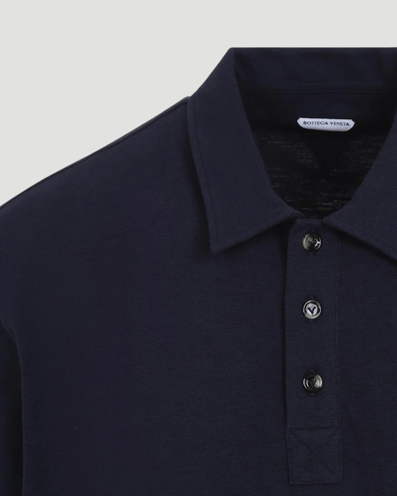 Cotton Polo Shirt in Navy — снимка 5