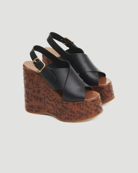 Maxime Wedge Sandal in Black — снимка 2
