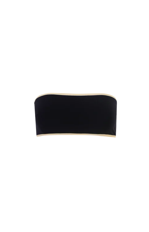 Stripe Edge Strapless Bikini Top in Black
