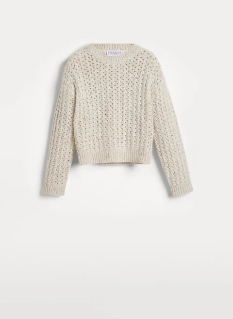 Пуловер с апликирани пайети Brunello Cucinelli Kids 8-10