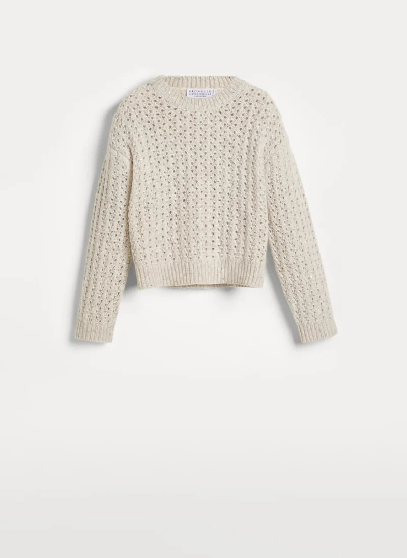 Пуловер с апликирани пайети Brunello Cucinelli Kids 8-10