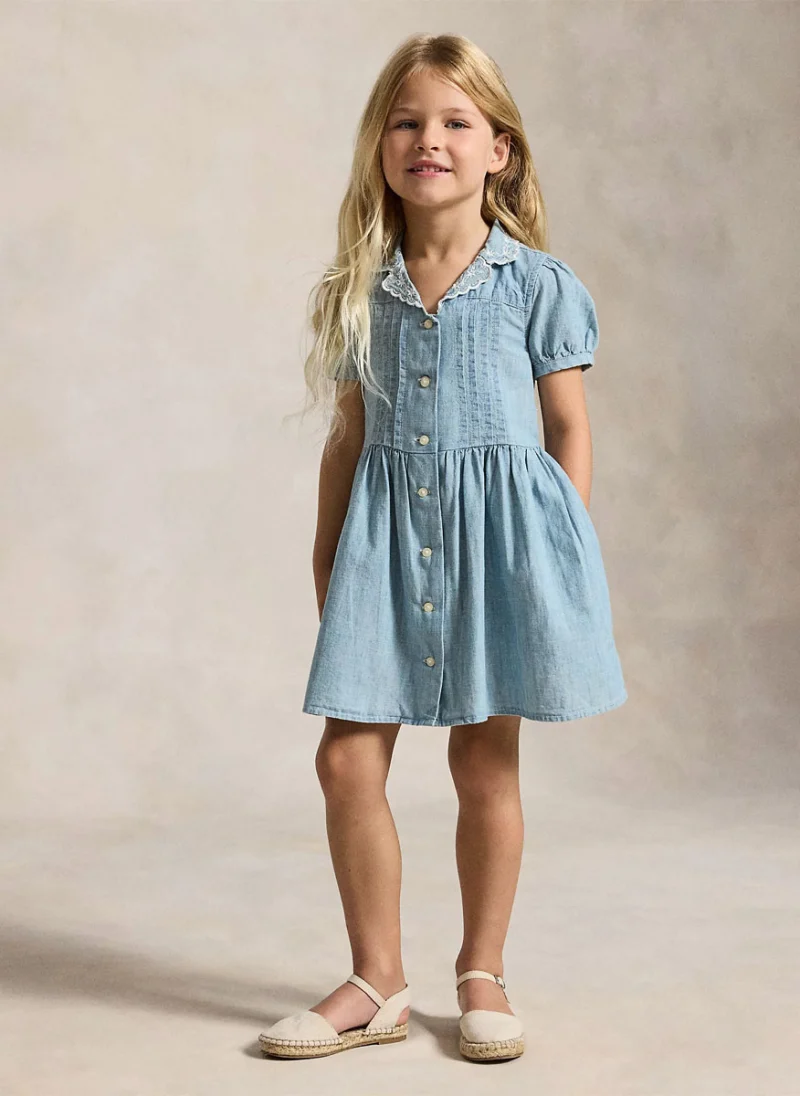 Рокля от деним с бродерия Ralph Lauren Kids 2-6
