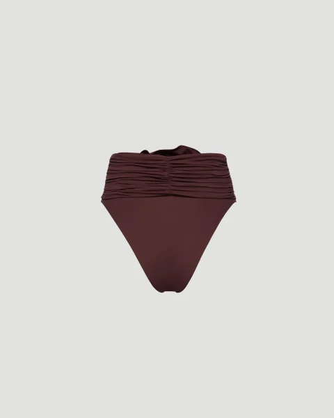High-Waisted Floral Appliqué Swim Bottom in Brown — снимка 3