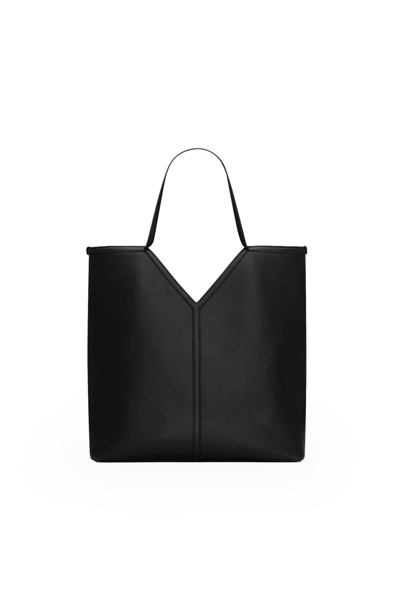 Y Thin Tote in Black Leather