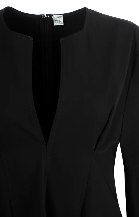 Balloon Sleeve Cotton Dress Black — снимка 2