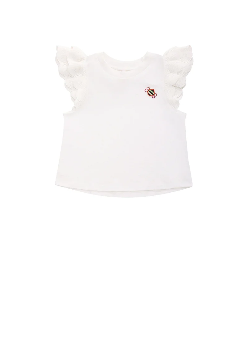 Тишърт с детайли от плетиво Zimmermann Kids — снимка 2
