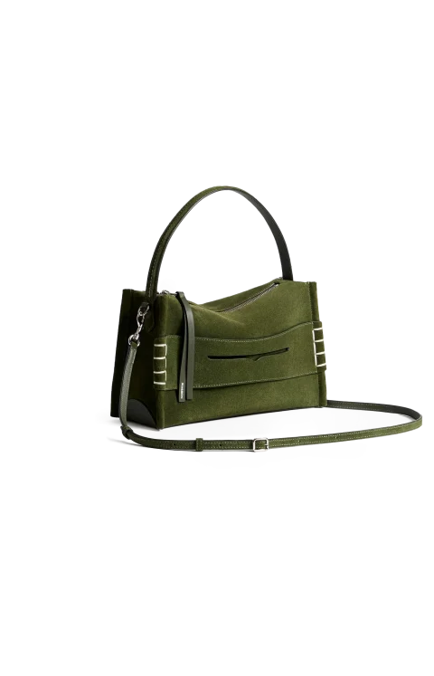 Loafer Bag in Khaki Suede — снимка 2
