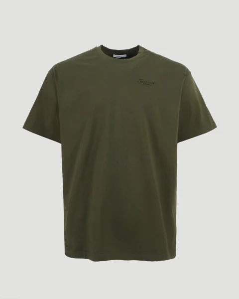 T-Shirt with Givenchy Stamp Print in Khaki
