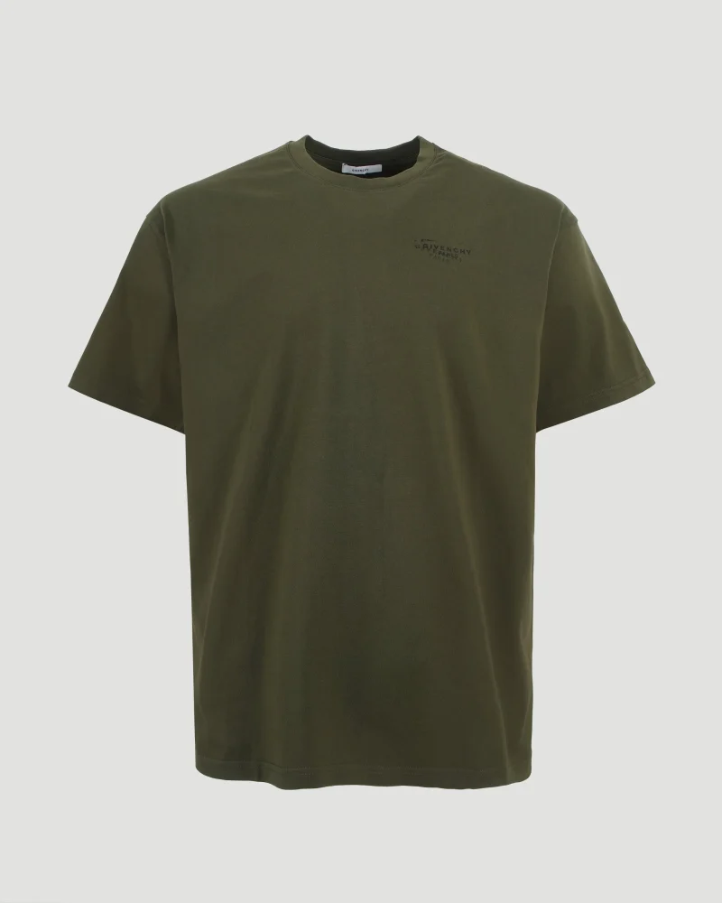 T-Shirt with Givenchy Stamp Print in Khaki