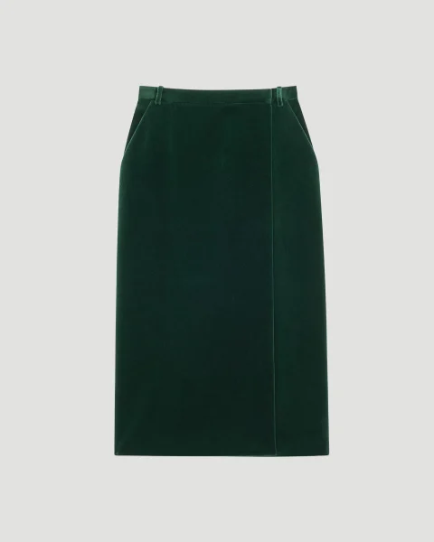 Midi Wrap Skirt in Velvet