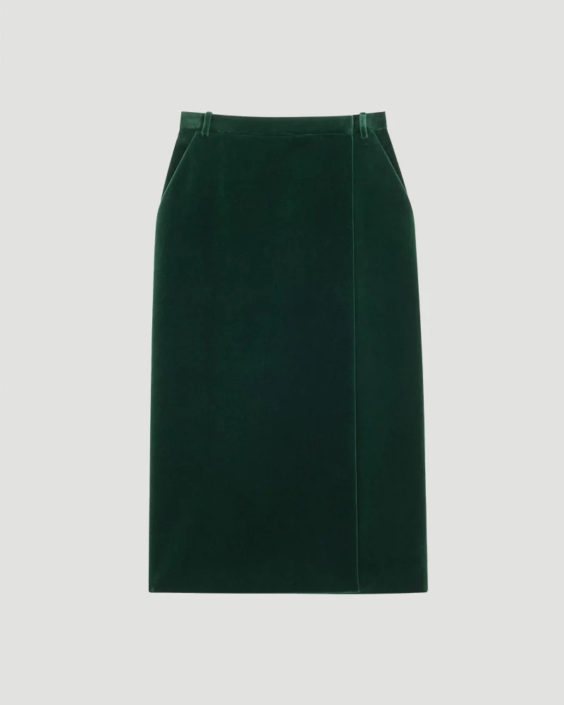 Midi Wrap Skirt in Velvet