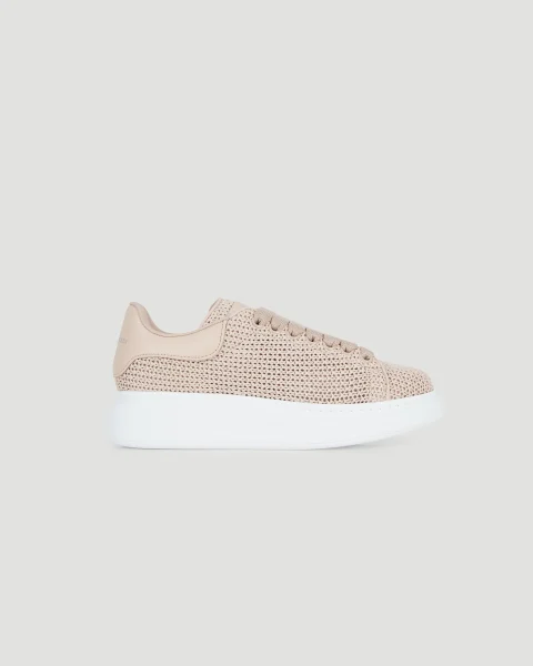 Oversized Sneakers in Rose Gold Crochet