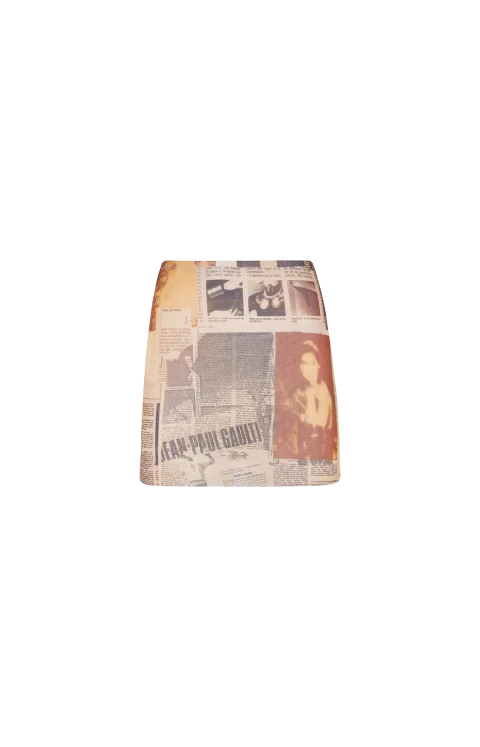 Mesh Printed Journal Mini Skirt