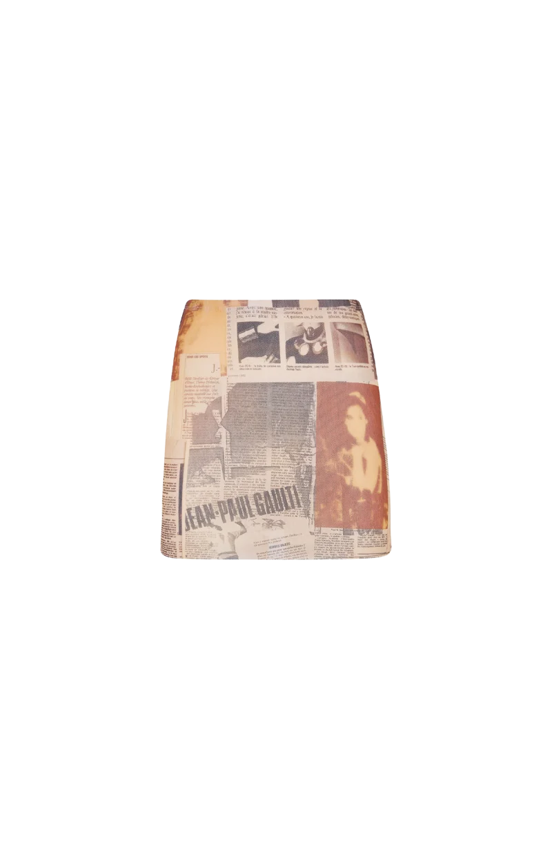 Mesh Printed Journal Mini Skirt