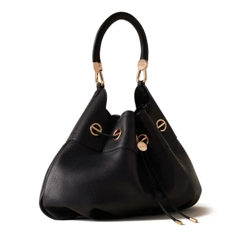 Дамска черна чанта Collier Hobo Bag BORBONESE — снимка 6