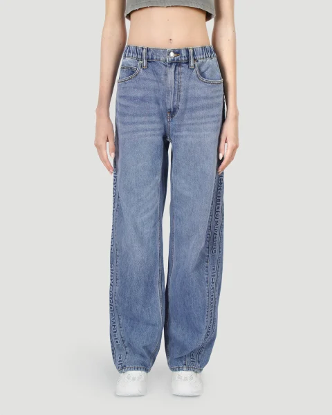 Logo-Embossed Denim Balloon Jogger Pants