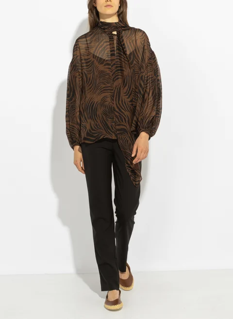 Блуза от копринен шифон с панделка Max Mara Studio Mstballata — снимка 14