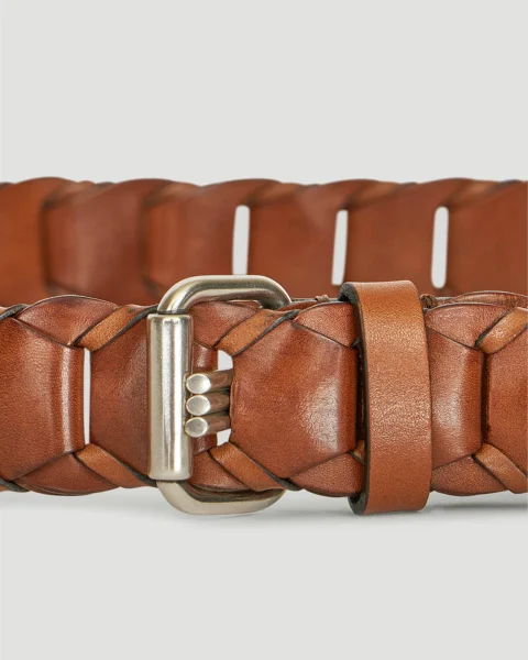 Woven Leather Belt in Brown — снимка 2