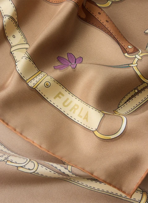 Копринен шал Furla Tortona Toni Toffee — снимка 3