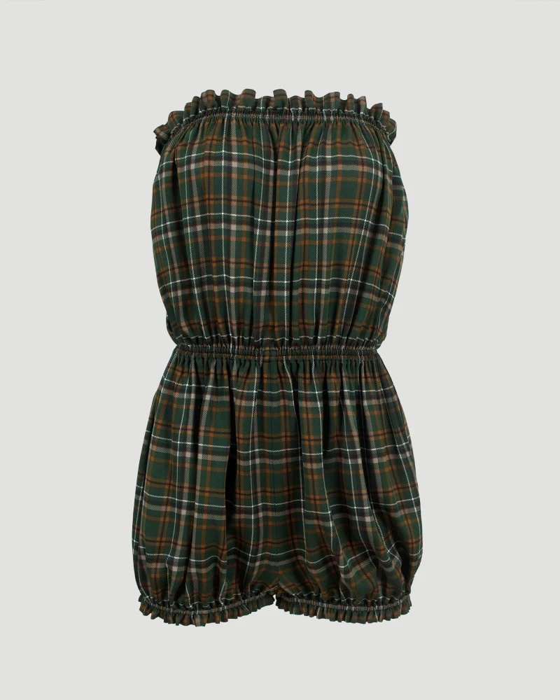 Plaid Strapless Jumpsuit
