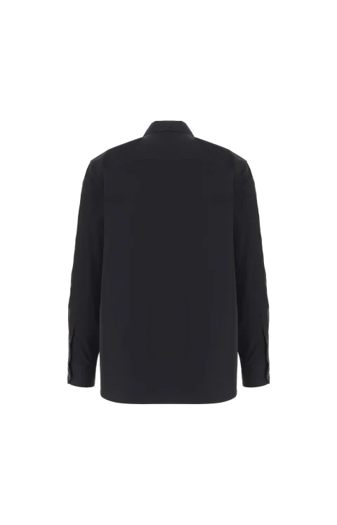 Cotton Zip-Up Shirt in Black — снимка 2