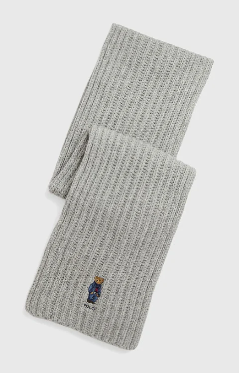 Плетен вълнен шал с Polo Bear лого