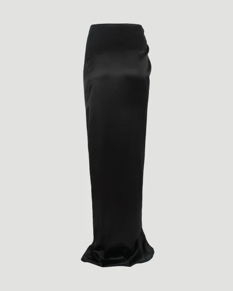 Satin Wrap Skirt in Black — снимка 2