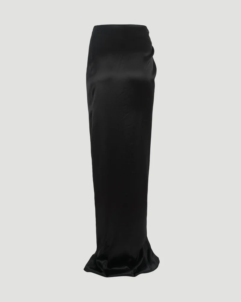 Satin Wrap Skirt in Black — снимка 2