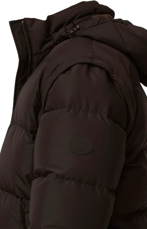 Detachable Sleeve Bideford Puffer Jacket in Chocolate Brown — снимка 2