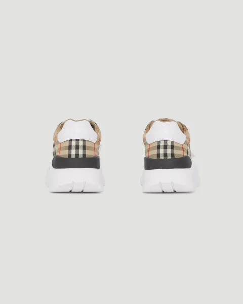 Vintage Check-Pattern Touch-Strap Sneakers — снимка 3