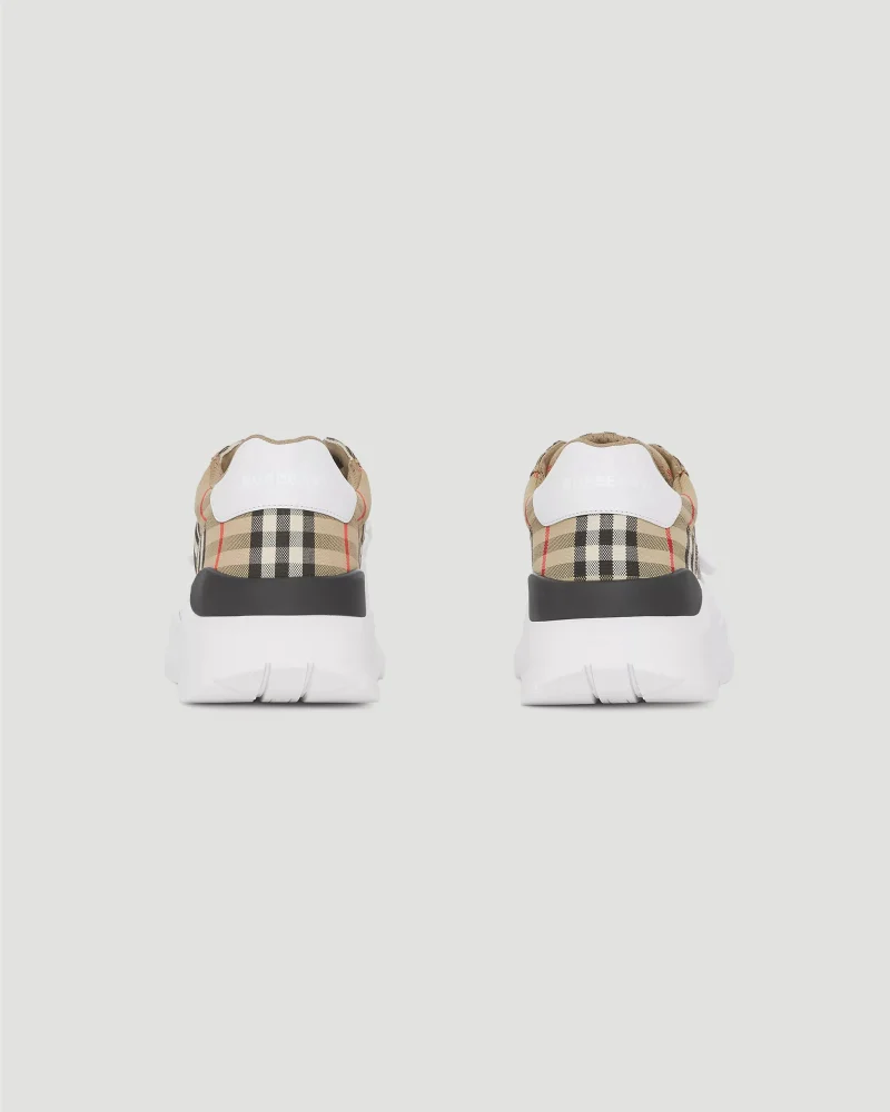 Vintage Check-Pattern Touch-Strap Sneakers — снимка 3