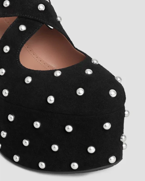 Criss Cross Wedges in Suede with Studs — снимка 4