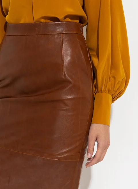 Кожена пола Weekend Max Mara Papaile — снимка 5
