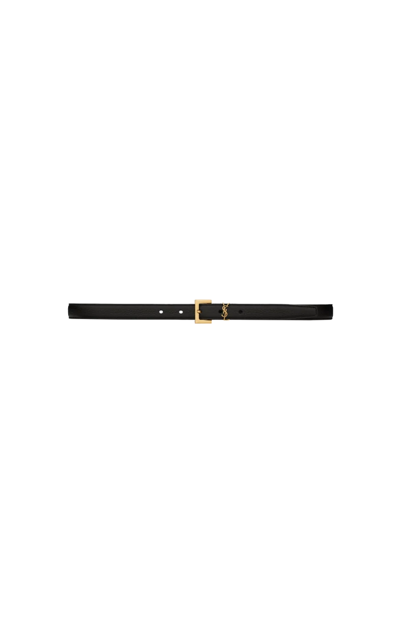 Cassandre Thin Belt in Grained Leather