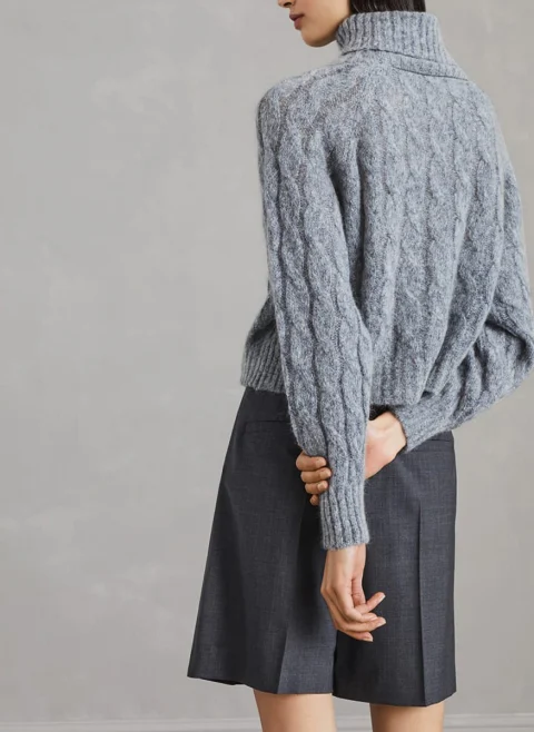 Пуловер с мохер 'Cable knit' Brunello Cucinelli — снимка 3