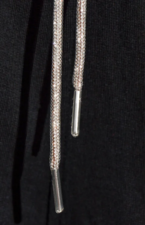 Rhinestone-Detailed Track Pants in Black — снимка 2