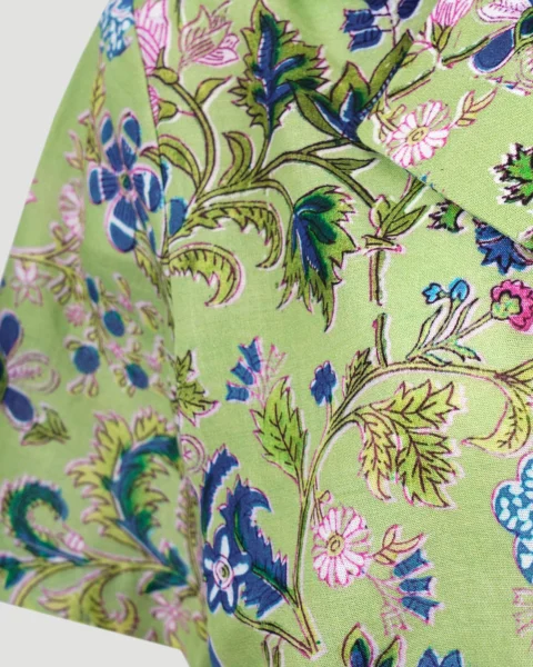 Floral Short Sleeve Shirt in Green — снимка 3