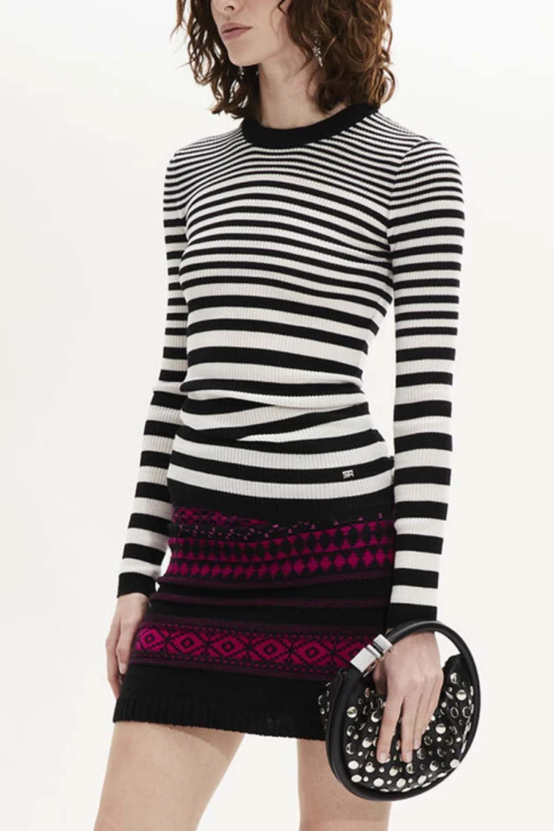 Плетено Pull New Chau PU27MA22 R02 raye noir/blanc — снимка 2
