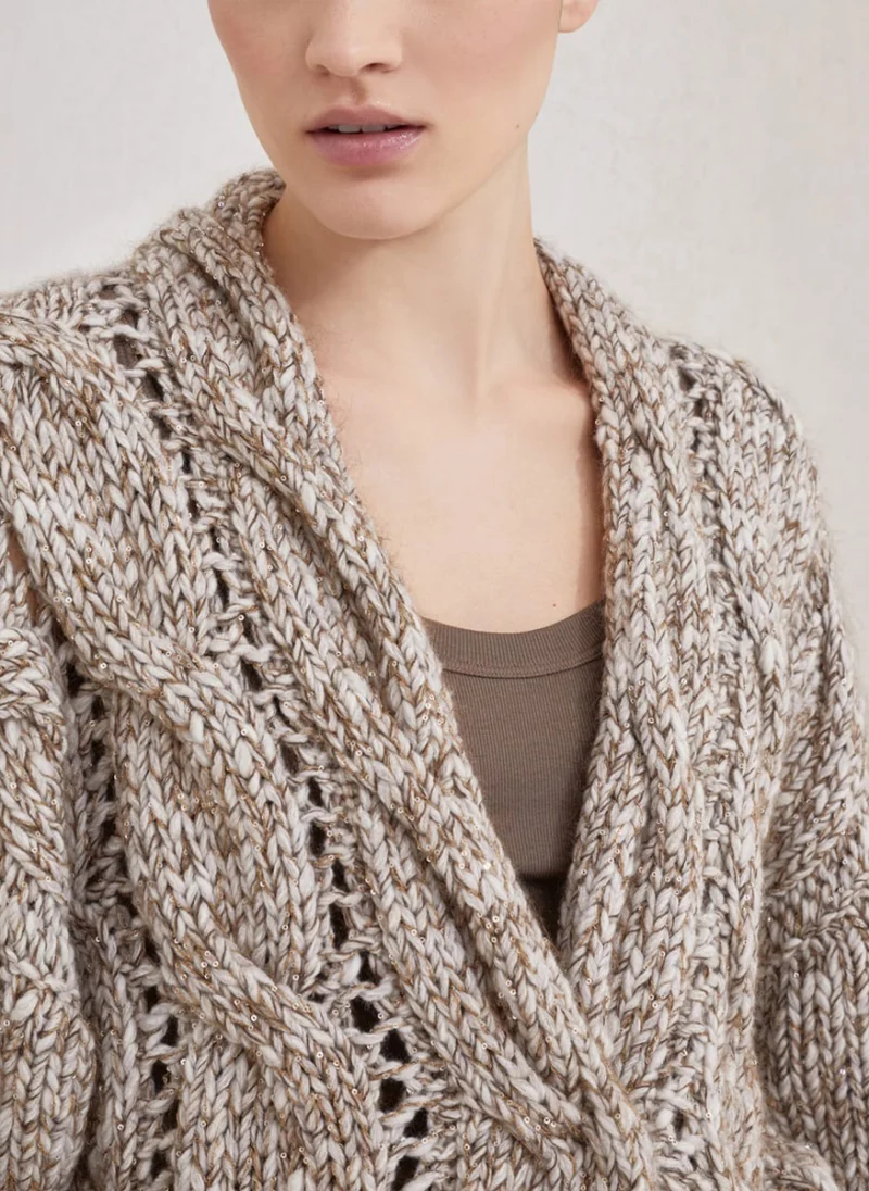 Жилетка с пайети 'Cable knit' Brunello Cucinelli — снимка 4