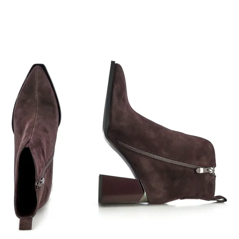Дамски Боти На Ток CARLO FABIANI – 115662 DARK BROWN SUEDE — снимка 5