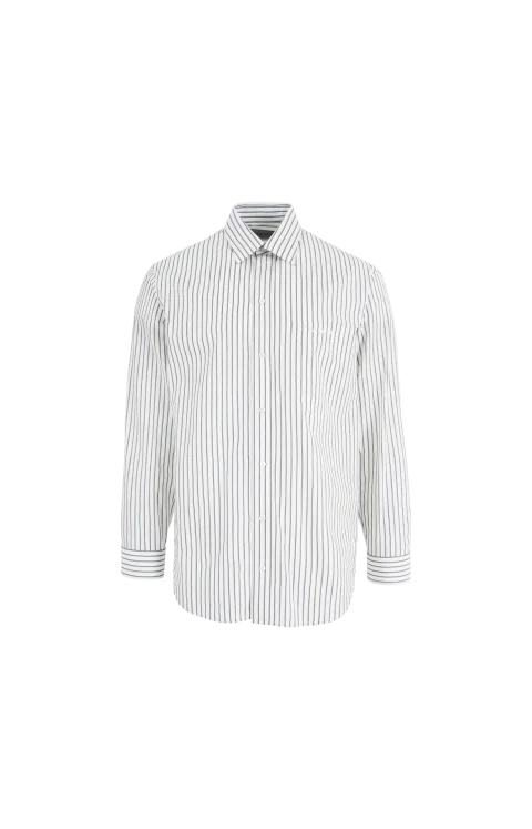 Striped Cotton Shirt in White