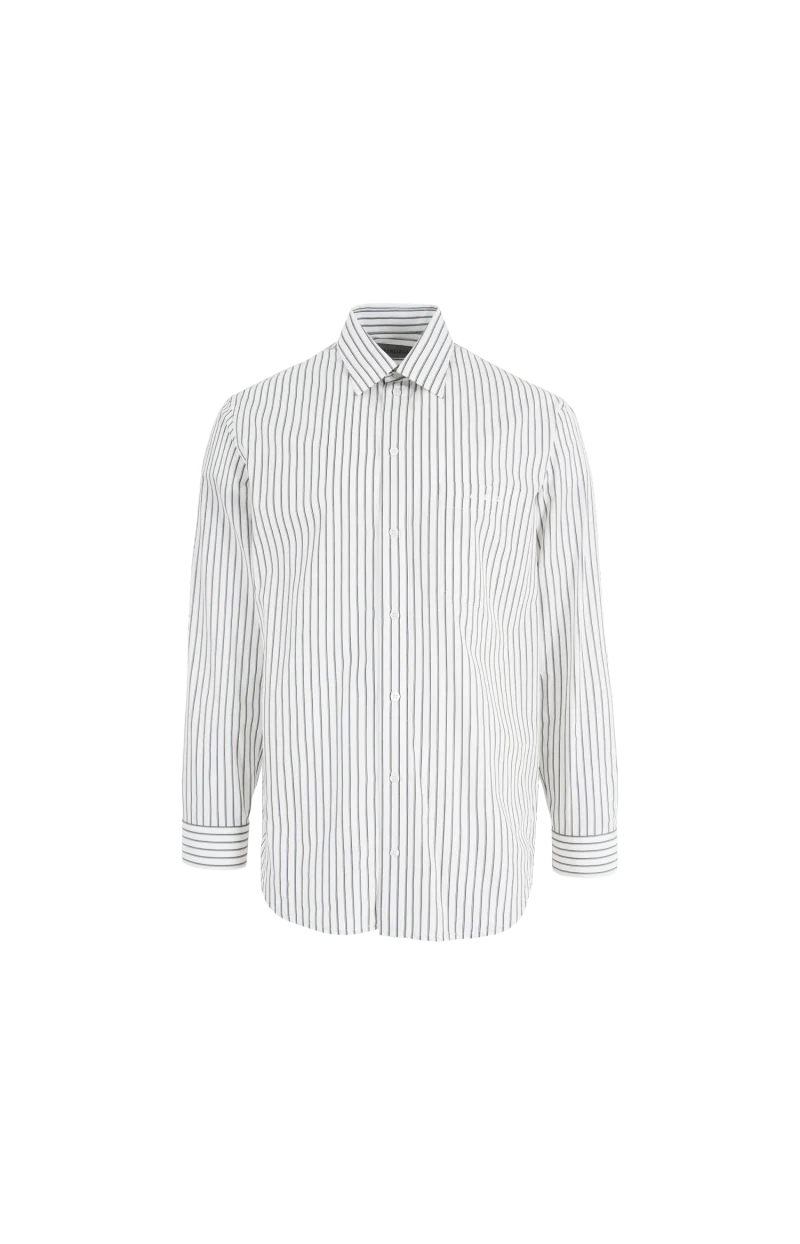 Striped Cotton Shirt in White